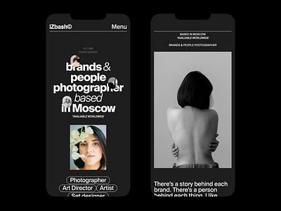 Daria Izbash© animation clean concept design photography portfolio ui ux website