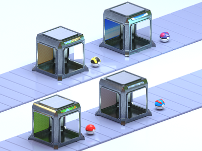 Pokemon Storage System 3d 3danimation 3dart 3dmodeling 3drender animation art c4d cgi cinema 4d design isometric motion design motion graphics nft octane pokeball pokemon