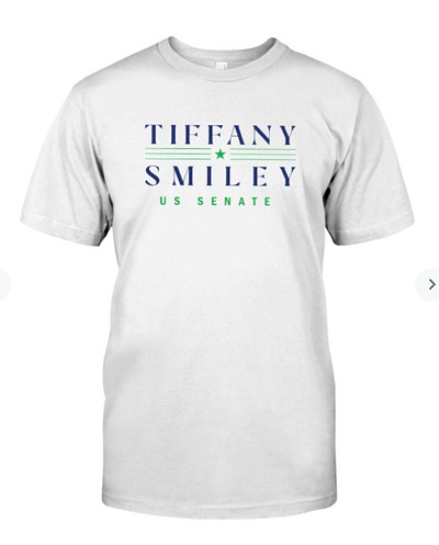 Tiffany Smiley For Senate T Shirts 3d animation branding graphic design logo motion graphics tiffanysmile tiffanysmileyforsenate tshirts ui ussenate