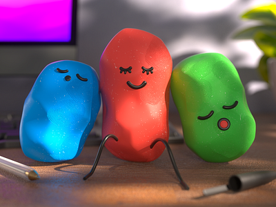 Cozy Clay 3d c4d characters clay cozy fingerprints focus friendly illustration octane sleepy