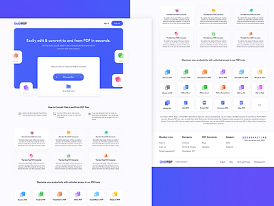 PDF converter landing page agency landing page blur clean converstion corporate design figma fluent design frosted glass glass icons landing page logo sketch software tools ui ux