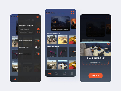 FACEIT Mobile App for Matches app design graphic design illustration logo mobile sync ui ux vector