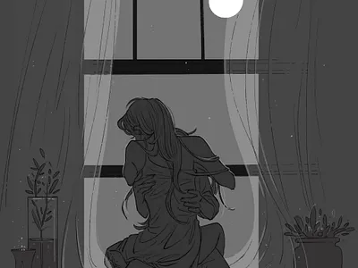 Moon comics illustration inktober