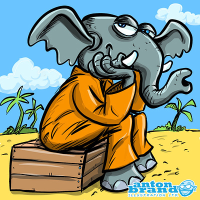 The thinking elephant cartoon character design elephant humour illustration illustrator
