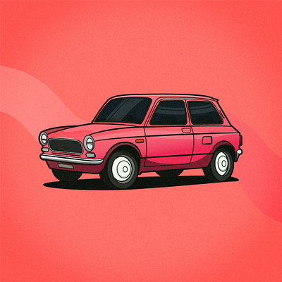 Fiat art carart design flat graphic design illustration minimal vector vehicle vintage