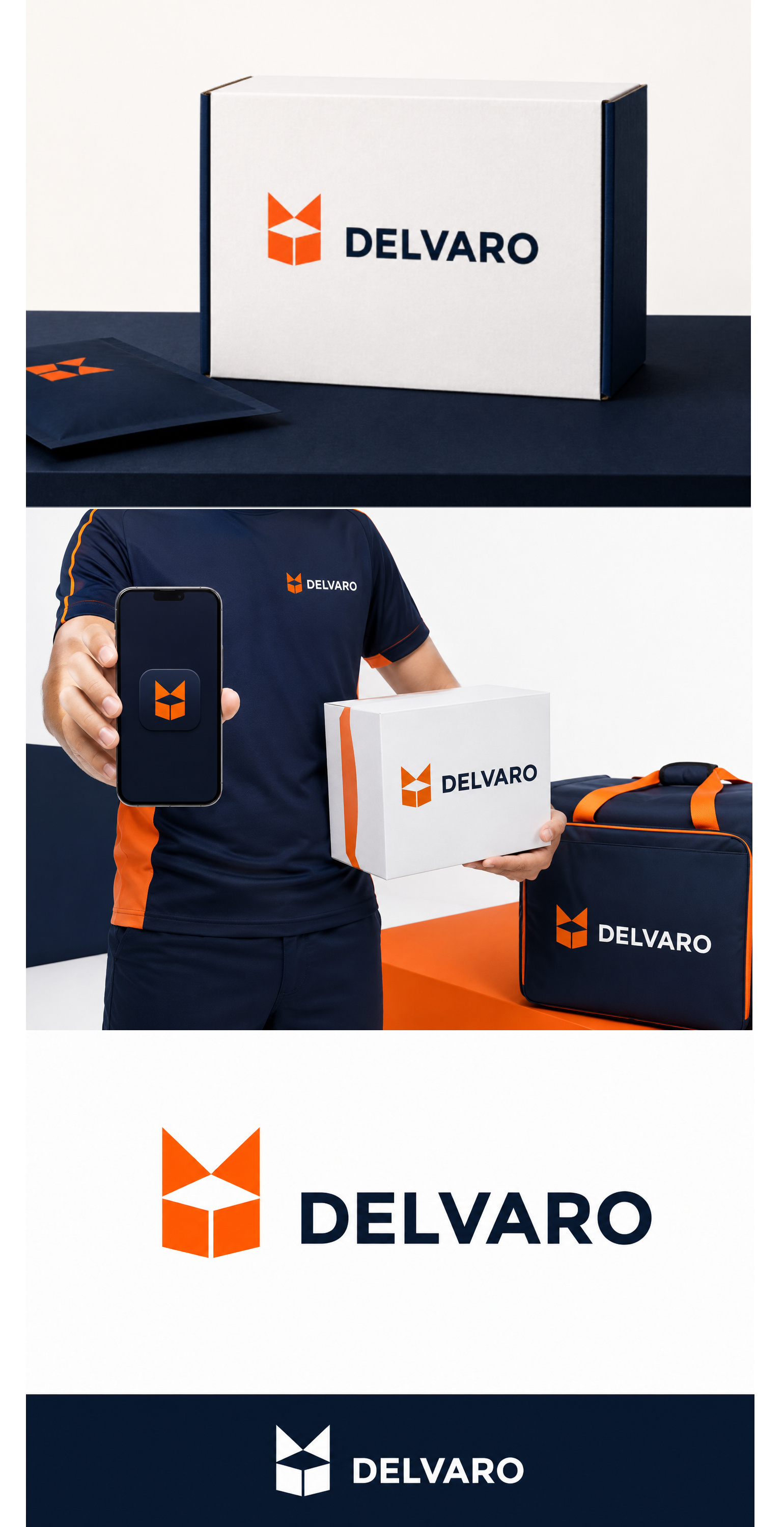 Delvaro logo & identity available for sell boxfox branding creative fox