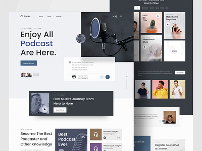 Krungu - Podcast Platform Landing Page branding design landingpage podcast saas ui uidesign user experience userinterface ux