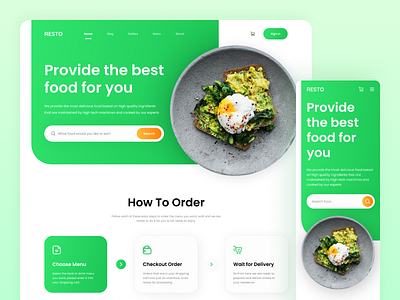 RESTO - Restaurant Homepage Website Responsive cuisine eat food food delivery foodies homepage landing page restaurant restaurant website ui ux web web design website