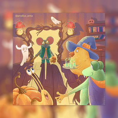 Party mates animal animals art book branding cartoon character chick design digital fairytale fantasy frog game halloween illustration mouse pumpkin snail spirit