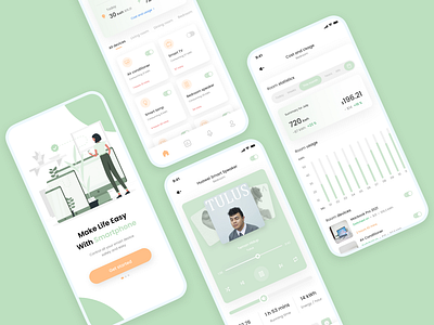 Smart Home Mobile App app figma green home minimalist mobile product smart ui