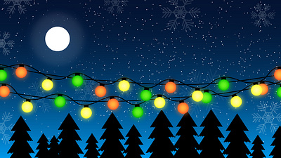 Winter Night with christmas tree christmas day christmas tree graphic design holiday landscape vector file landscape wallpaper winter night witner night with christmas tree
