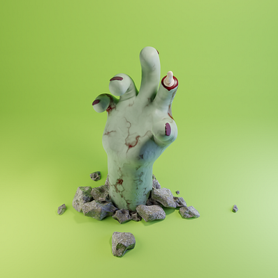 Zombie Hand 3d blender halloween illustration