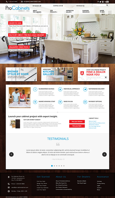 ProCabinets Homepage design logo photoshop ui