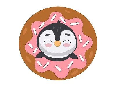 Cute penguin character in donut 🍩 adobe illustrator animal character animation branding character children character children illustration christmas cute animal cute character donuts graphic design icon illustration logo motion graphics penguin print typography vector