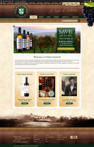 ValeireLimited Wine Merchants Homepage photoshop ui webdesign