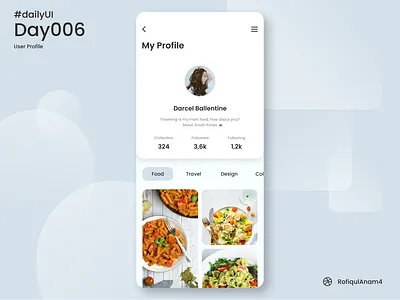 DailyUI 006 | User Profile @RofiqulAnam4 dailyui dailyui005 dailyuichallenge graphic design ui uidesign userexperience userinterface userprofile ux uxdesign