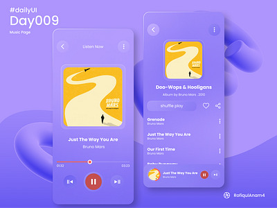 DailyUI 009 | Music Page @RofiqulAnam4 dailyui dailyui009 dailyuichallenge graphic design musicpage ui uidesign userexperience userinterface ux uxdesign