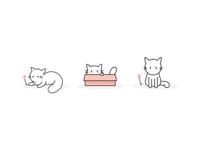 White Cat art cat cute design flat flat illustration flower graphic illustration line pink vector white