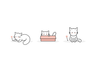 White Cat art cat cute design flat flat illustration flower graphic illustration line pink vector white