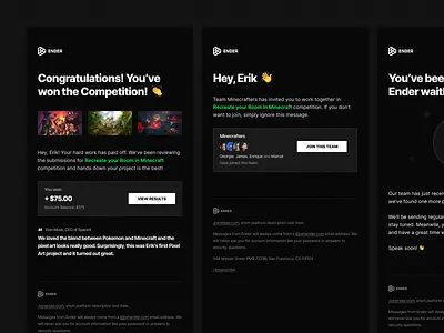 Dark Email Templates banner design brand guideline branding email email campaign email design email designs email marketing email template email template design emails graphic design mail mail design mailchimp minecraft newsletter newsletter design receipt template