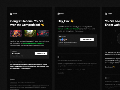 Dark Email Templates black clean dark design education email email design email template esports gaming mail news newsletter notification receipt template ui ux web won