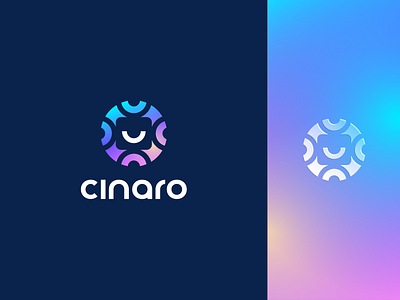 Cinaro abstract ai branding c circle clever data design flat gradient human icon letter logo mark minimal smile tech ui