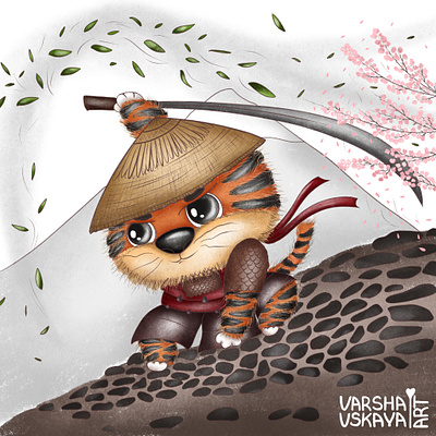 Tiger samurai animation art artist artwork book illustration branding character children design drawing graphic design illustration illustrator tiger ui