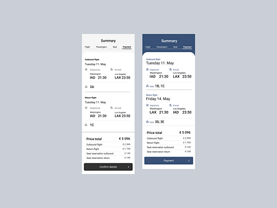 Flight booking - Summary mobile mobile app mobile ui ui ux