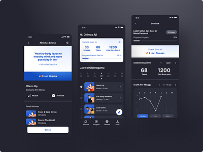 Move - Workout Routine App - Dark Mode branding coach design fitness gym habit health illustration logo minimal mobile routine run running typography ui uiux ux workout workout routine