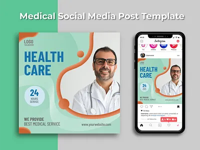 Medical health care social media Post Template | Instagram post. ads banner branding care clinic design doctor facebook banner google ads health instagram post logo medical pharmacy promotion social social media square flyer template ui