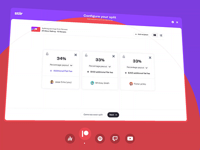 Stir: Splits animation canvas design flow interaction motion payment process split switch ui