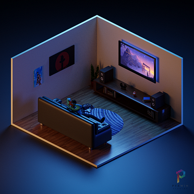 Chillax Room 3d art 3d modeling animation blender3d design illustration logo realistic render ui