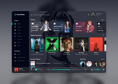 Web Music Player🎶 branding dashboard design figma glassmorphism musicplayer ui web