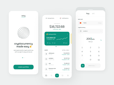 Easy Crypto App Concept app app design app ui application bitcoin concept crypto crypto wallet cryptocurrency design fintech interface minimalistic mobile mobile app mobile ui ui ui visual design user interface ux