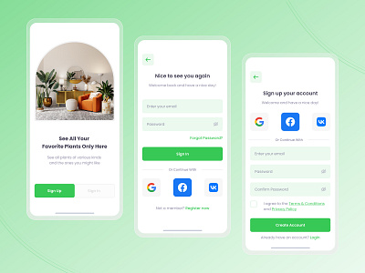 Sign Up - Sign In MongPlants App design app branding clean design illustration logo ui uidesign vector web