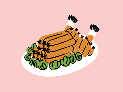 The Great Turkey Wiener tradition 🦃🌭 design doodle funny hot dogs illo illustration lol sketch thanksgiving turkey