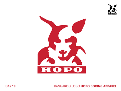 HOPO Boxing Apparel 50 day challenge 50dlc black boxing branding challenge design illustration kangaroo logo red vector white