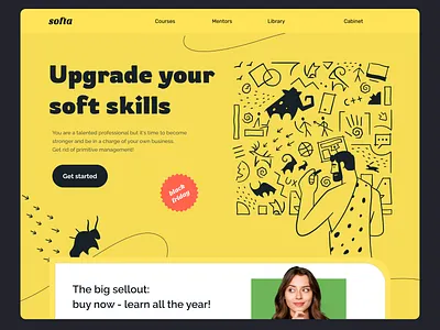 Upgrade your soft skills branding bright color concept design illustration skills ui ux vector yellow