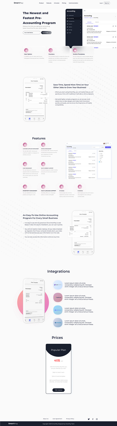 Accounting accounting clean features figma header integration invoice landing page main ui uiux ux web design