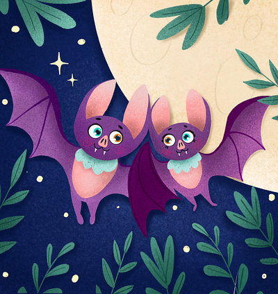 Bats couple book book illustration children illustration illustration