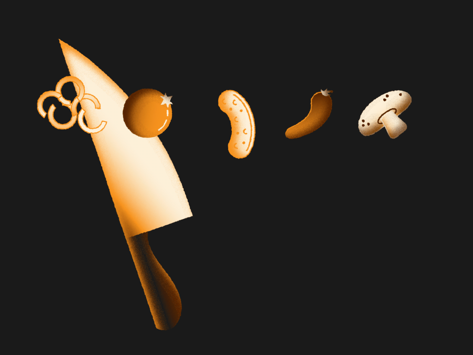 Kitchen Prep 2d after affects animated gif animation chop illustration ingredients knife texture vegetables