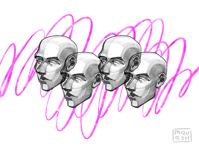 Heads art design draw graphic design heads illustration life love man pink tired woman