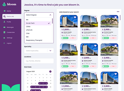 bloom dashboard - find a job