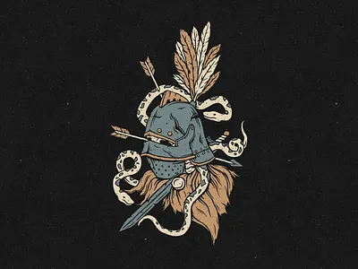 MEDIEVAL WARRIOR artwork black composition dark darkart death design drawing illustration medieval retro snake tshirt vector vintage