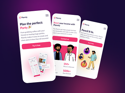 UX/UI Design for Event Planner App Plannly I Mobile Adaptive app calendar app design app interface event app event management event organizer event planner app event planning invitation invitation sender landing page design mobile app design mobile app ui planner mobile app scheduling uiux website design