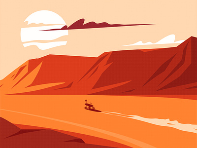 The funny Mars rover canyon desert discovery exploration funny futuristic graphic design landscape mars mission mountain nobody planet red rover science space surface valley vehicle