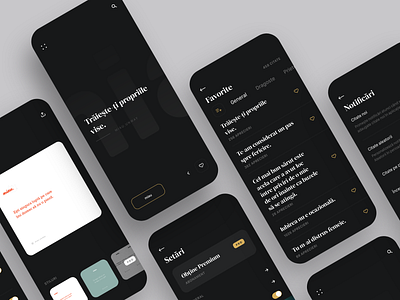 Miau App Design application black clean ui design graphic interaction ios meditation miau miau app modern quote design quotes ui unway user experience user interface ux vector words