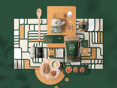 Social Bistro&Coffee - Branding bistro identity brand identity branded materials branding coffee graphic design green icosaedru icosaedru design logo logo design marketing materials minimalist natural organic packaging restaurant branding swan concept visual assets visual branding