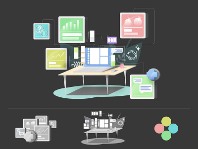 parts of scheme chat framework illustration illustration art laptop message palete parts scheme scroll sustainable table vector widget