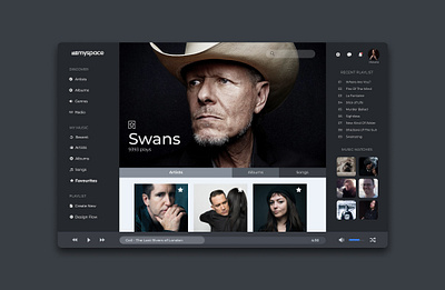 MySpace Redesign Concept dark dark mode dashboard design music music player music website myspace myspace redesign redesign ui ui design uidesign user experience user interface ux ux design uxui web web design